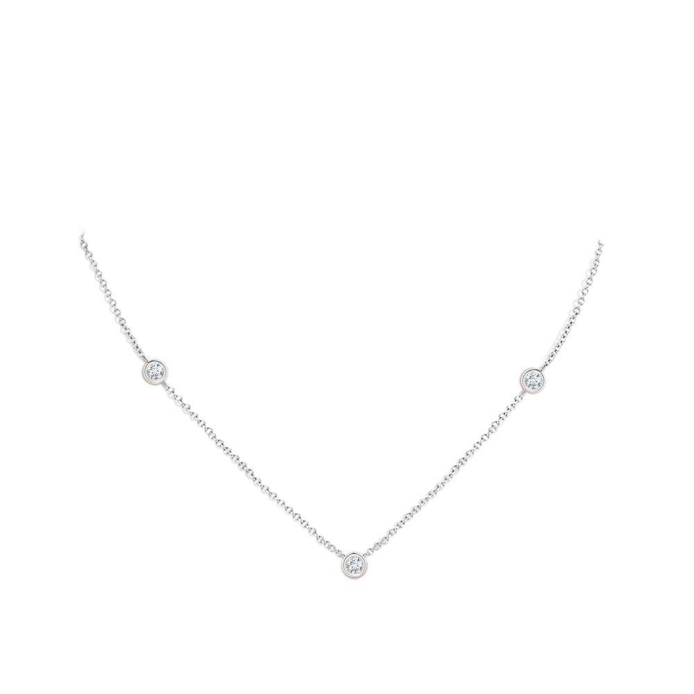 Modern Natural Round 0.33cttw Diamond Chain Necklace in 14K White Gold (Color- G, VS2) For Sale
