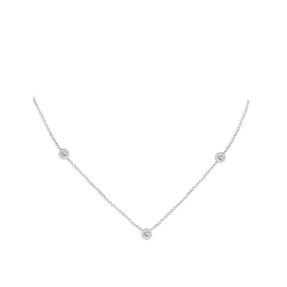 Moderno Collana con catena di diamanti tondi naturali da 0,33cttw in oro bianco 14K (I-J, I1-I2) in vendita