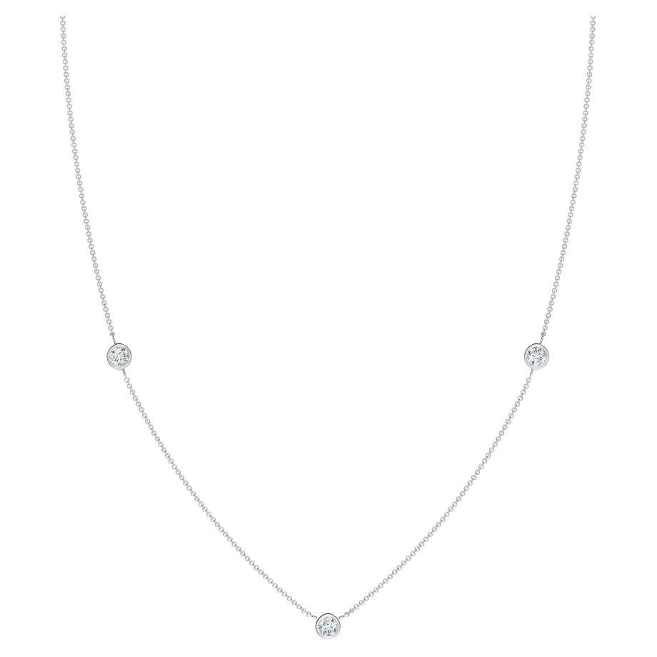 Natural Round 0.33cttw Diamond Chain Necklace in 14K White Gold (Color- G, VS2) For Sale