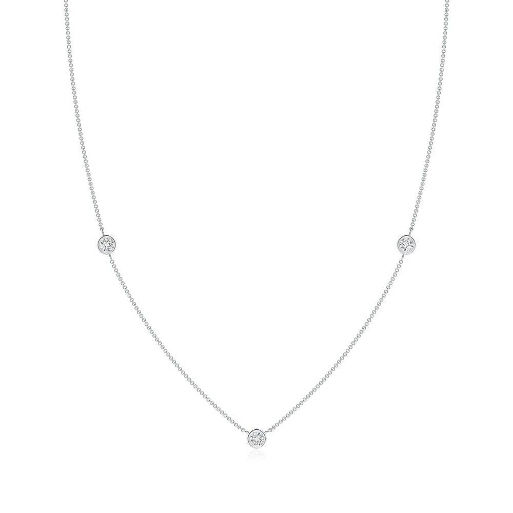 Natural Round 0.33cttw Diamond Chain Necklace in 14K White Gold (Color- H, SI2) For Sale