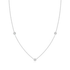 Natural Round 0.33cttw Diamond Chain Necklace in 14K White Gold (Color- H, SI2)