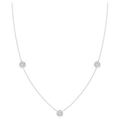 Natural Round 0.75cttw Diamond Chain Necklace in 14K White Gold (Color- H, SI2)