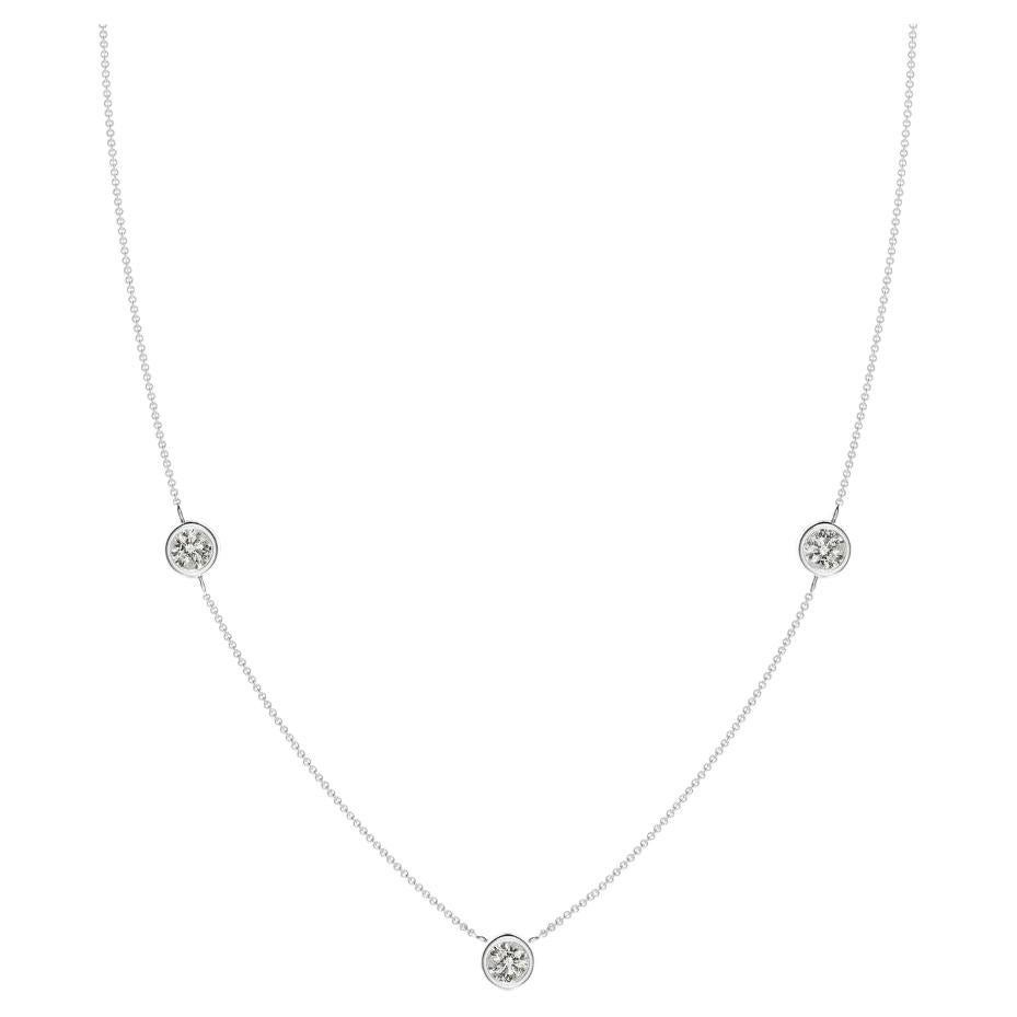 Natural Round 0.75cttw Diamond Chain Necklace in 14K White Gold (Color- K, I3) For Sale