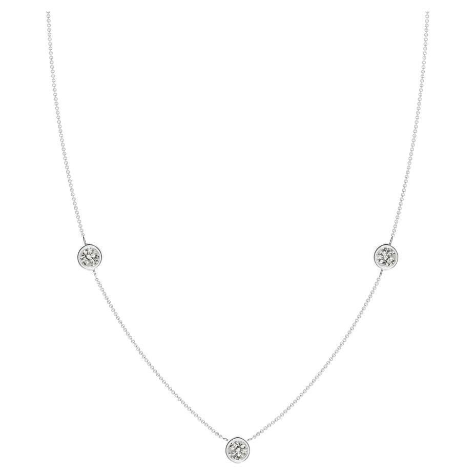 Collier en or blanc 14K avec chaîne de diamants ronds naturels 0,75cttw (Couleur- K, I3) en vente