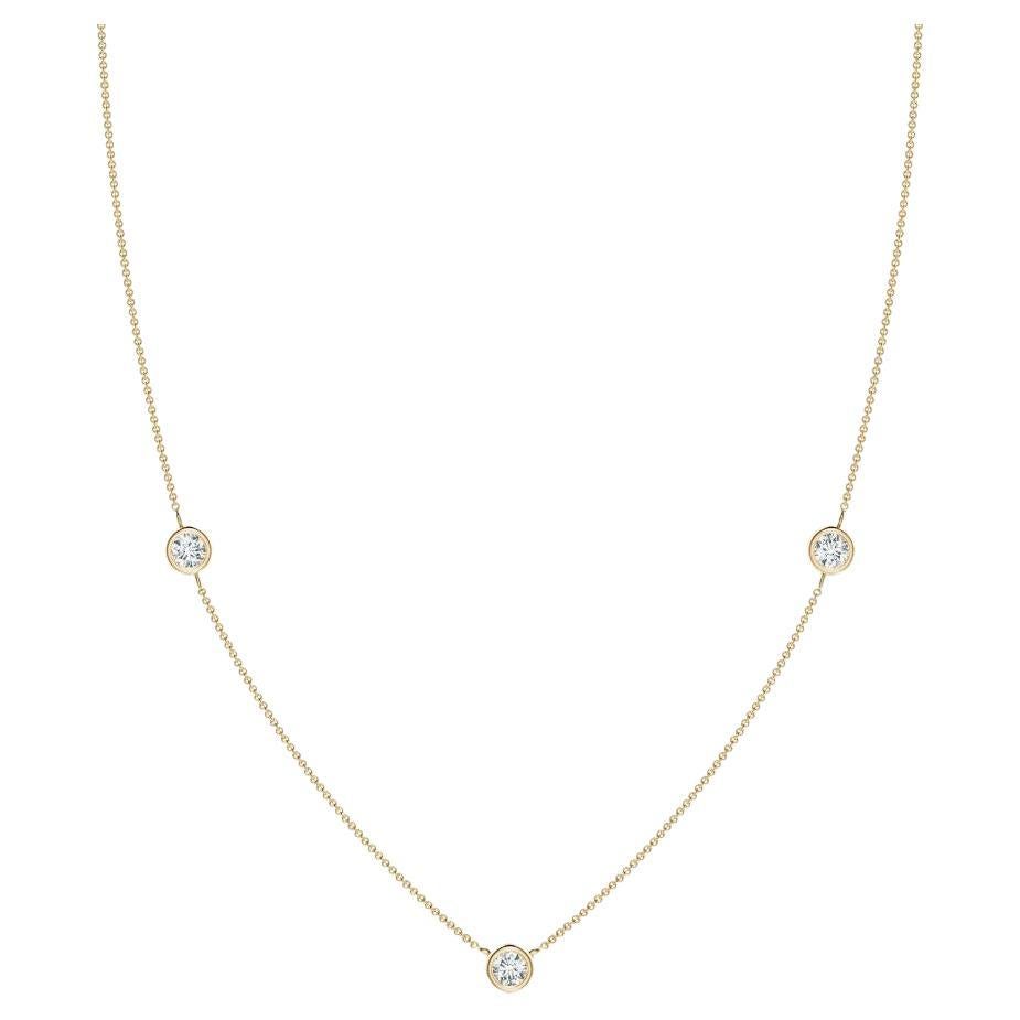 Natural Round 0.5cttw Diamond Chain Necklace in 14K Yellow Gold (Color- G, VS2) For Sale