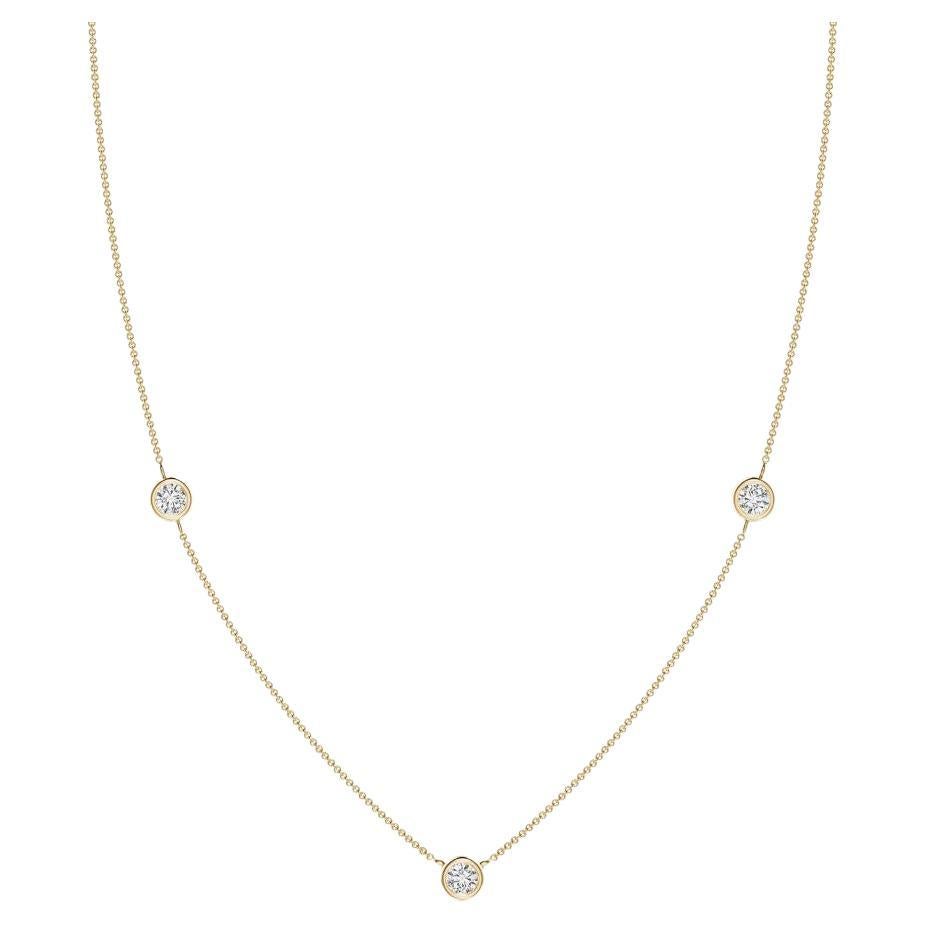 Natural Round 0.5cttw Diamond Chain Necklace in 14K Yellow Gold (Color- H, SI2) For Sale