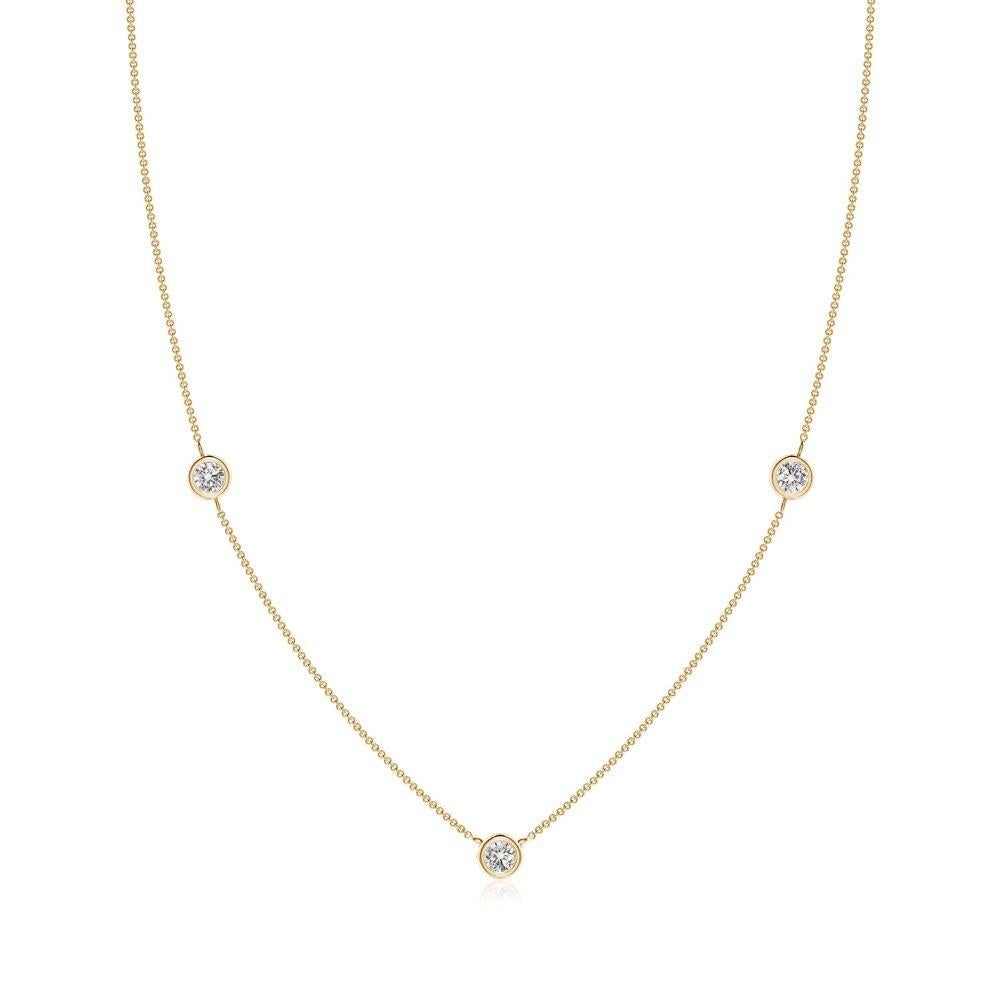 Natural Round 0.5cttw Diamond Chain Necklace in 14K Yellow Gold (I-J, I1-I2) For Sale