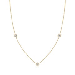 Natural Round 0.5cttw Diamond Chain Necklace in 14K Yellow Gold (I-J, I1-I2)