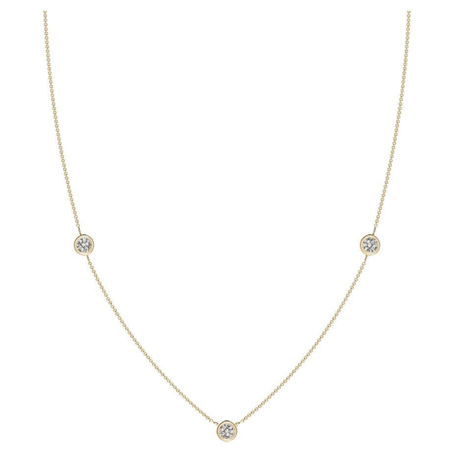 Natural Round 0.5cttw Diamond Chain Necklace in 14K Yellow Gold (Color- K, I3) For Sale