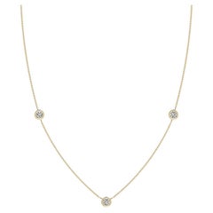 Natural Round 0.5cttw Diamond Chain Necklace in 14K Yellow Gold (Color- K, I3)