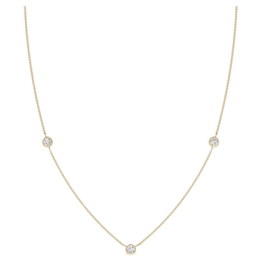 Natural Round 0.33cttw Diamond Chain Necklace in 14K Yellow Gold (Color- G, VS2) For Sale