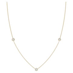 Natural Round 0.33cttw Diamond Chain Necklace in 14K Yellow Gold (Color- G, VS2)
