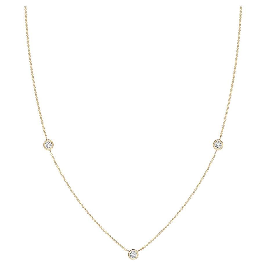 Natural Round 0.33cttw Diamond Chain Necklace in 14K Yellow Gold (Color- H, SI2) For Sale