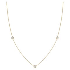 Natural Round 0.33cttw Diamond Chain Necklace in 14K Yellow Gold (Color- H, SI2)