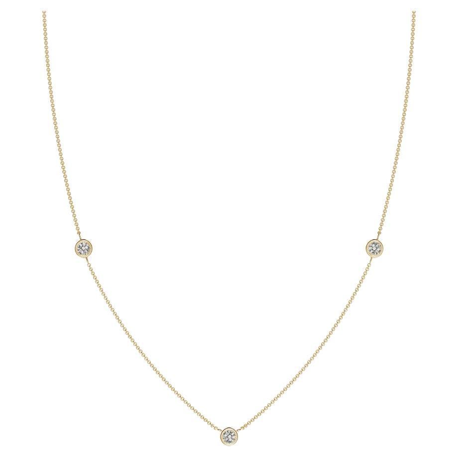 Natural Round 0.33cttw Diamond Chain Necklace in 14K Yellow Gold (Color- K, I3) For Sale