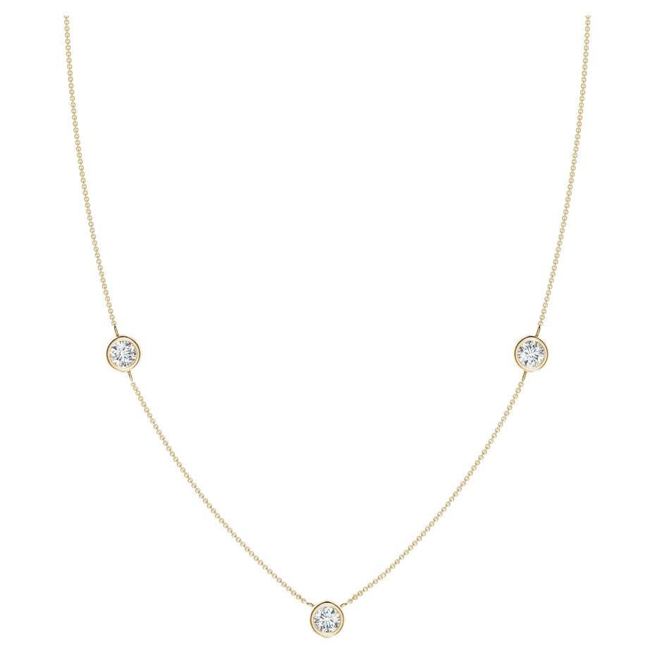 Natural Round 0.75cttw Diamond Chain Necklace in 14K Yellow Gold (Color- G, VS2) For Sale