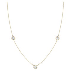 Natural Round 0.75cttw Diamond Chain Necklace in 14K Yellow Gold (Color- G, VS2)