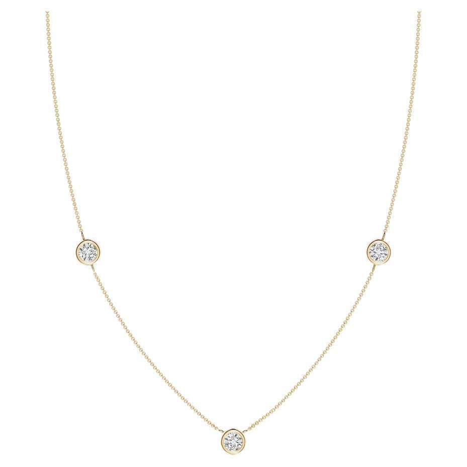 Natural Round 0.75cttw Diamond Chain Necklace in 14K Yellow Gold (Color- H, SI2) For Sale