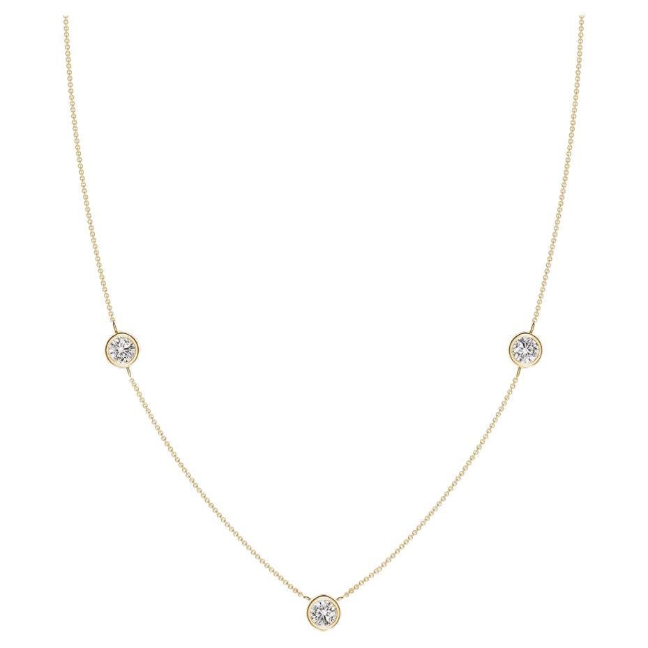Natural Round 0.75cttw Diamond Chain Necklace in 14K Yellow Gold (I-J, I1-I2) For Sale
