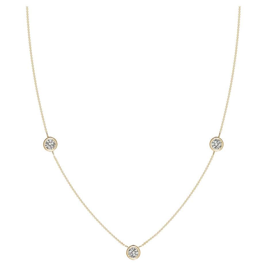 Natural Round 0.75cttw Diamond Chain Necklace in 14K Yellow Gold (Color-K, I3)