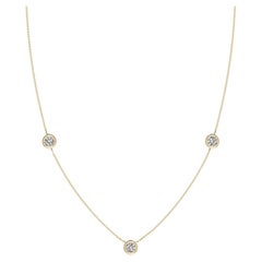 Natural Round 0.75cttw Diamond Chain Necklace in 14K Yellow Gold (Color-K, I3)