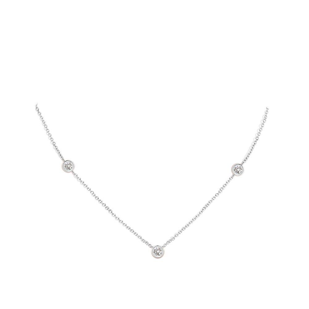 Modern ANGARA Natural Round 0.5cttw Diamond Chain Necklace in Platinum (I-J, I1-I2) For Sale