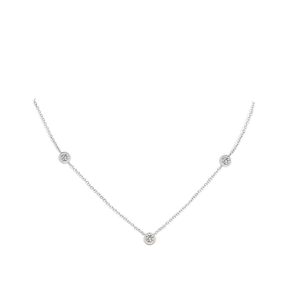 Modern ANGARA Natural Round 0.5cttw Diamond Chain Necklace in Platinum (Color- K, I3) For Sale
