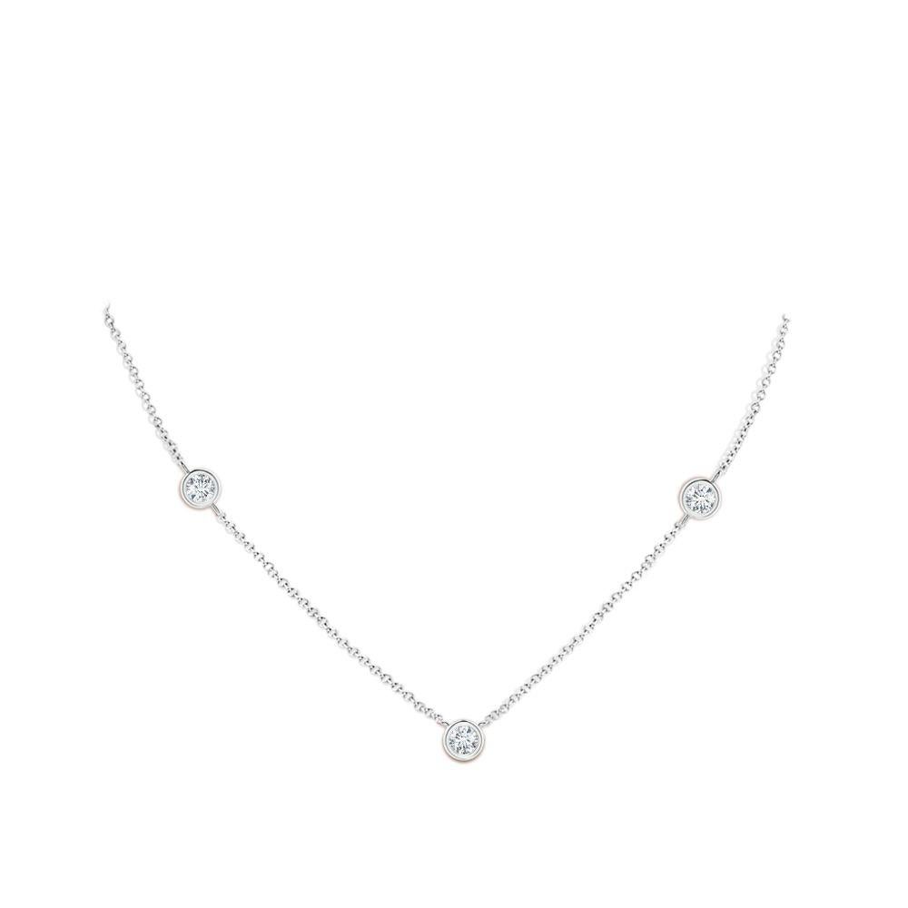 Modern ANGARA Natural Round 0.75cttw Diamond Chain Necklace in Platinum (Color- G, VS2) For Sale