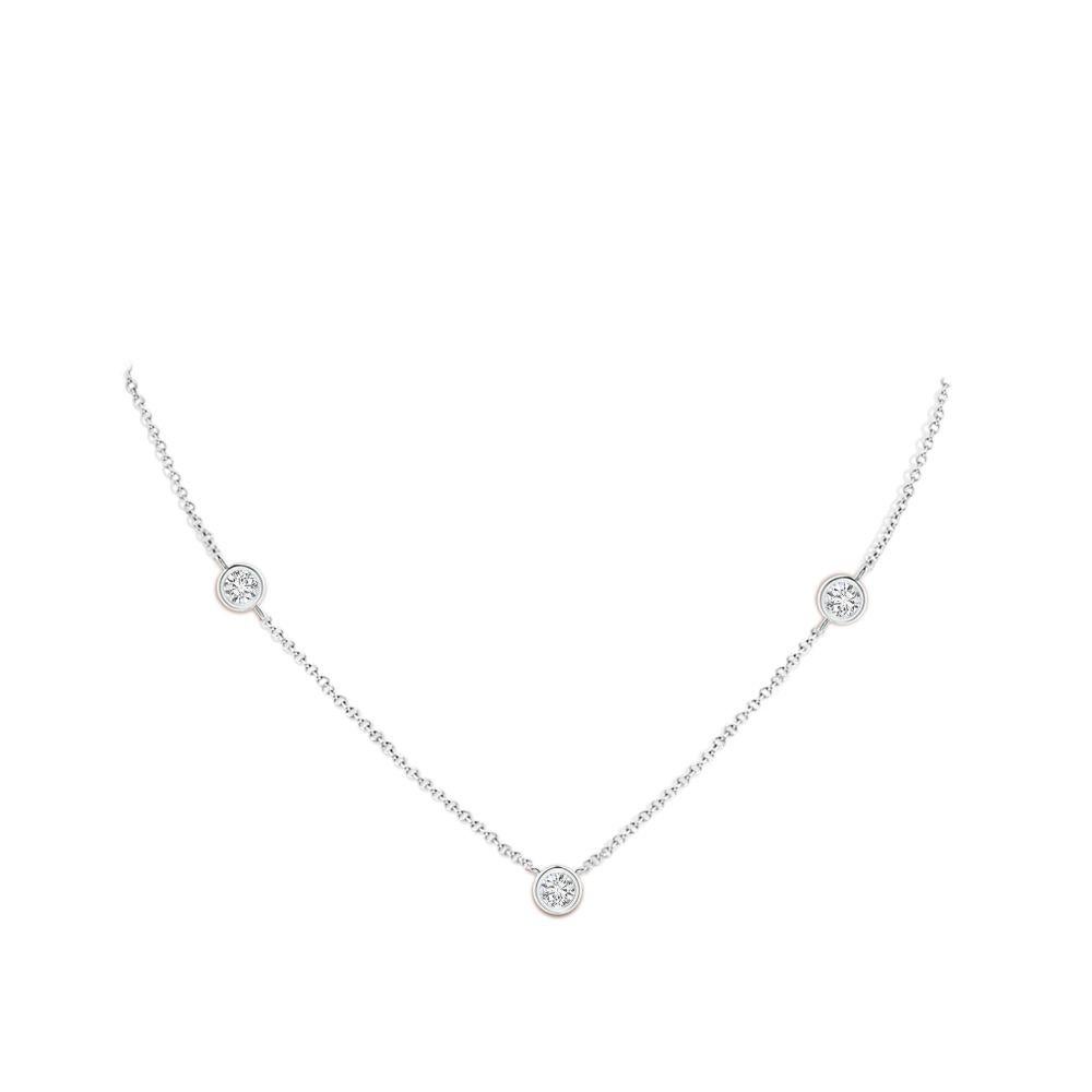 Modern ANGARA Natural Round 0.75cttw Diamond Chain Necklace in Platinum (Color- H, SI2) For Sale