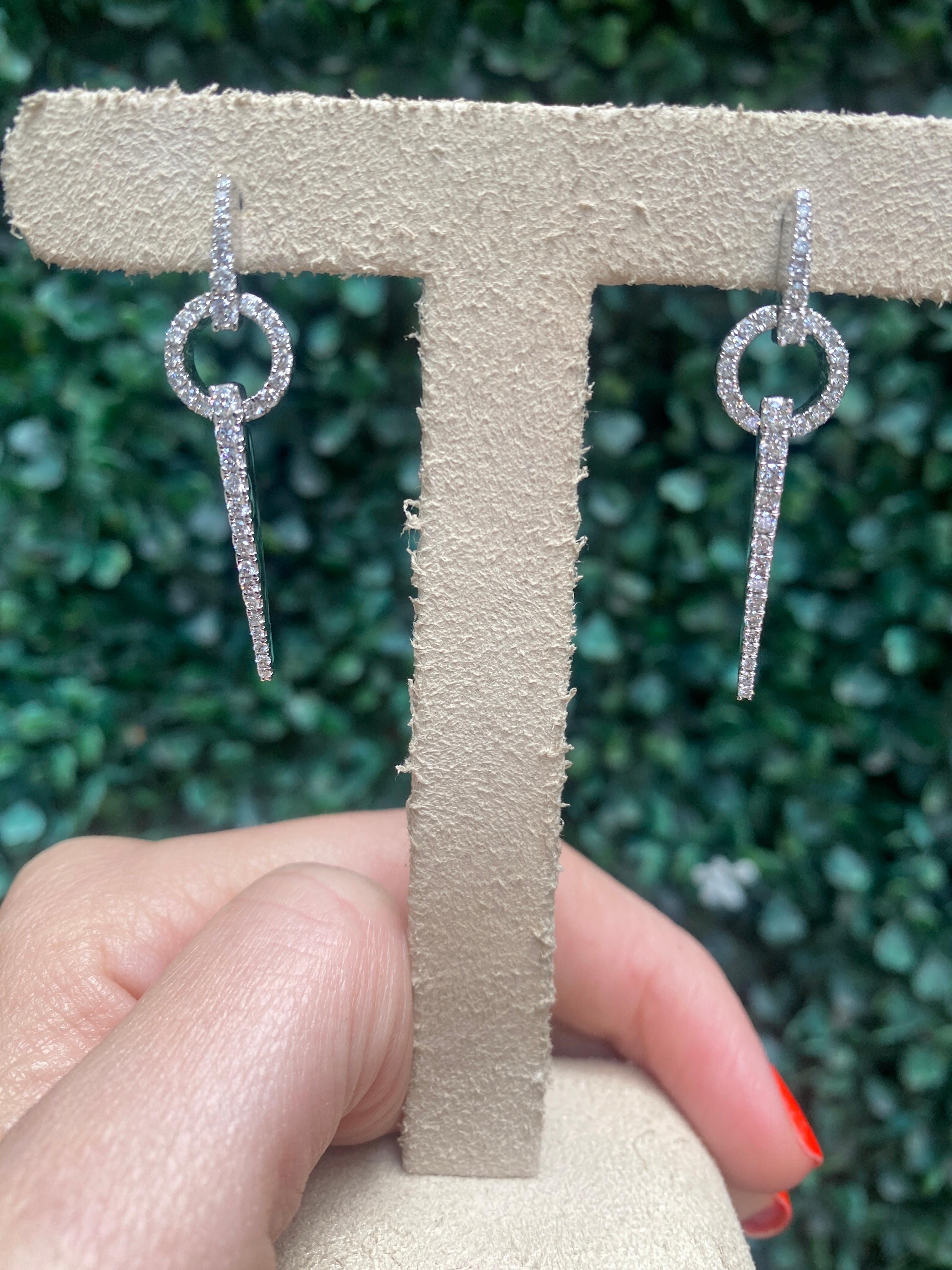 Natural Round Diamond Contemporary Dangling Earrings  For Sale 11
