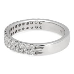 Natural Round Diamond Double Row Half Eternity Band Ring 14K White Gold 0.61Ctw