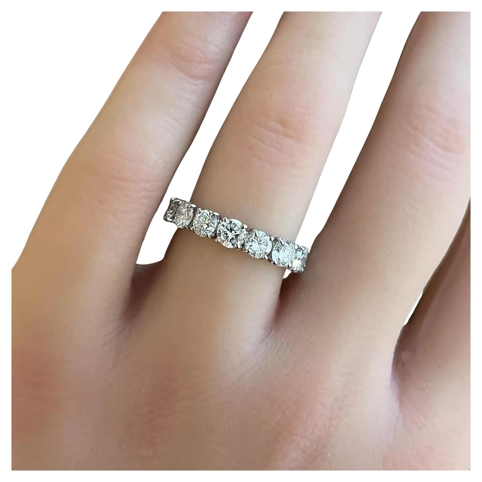 Natural Round Diamond Eternity Band Ring 3.15 cttw Size 6.5 in Platinum