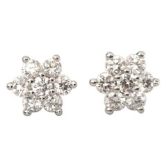 Natural Round Diamond Flower Earrings .60 Carat