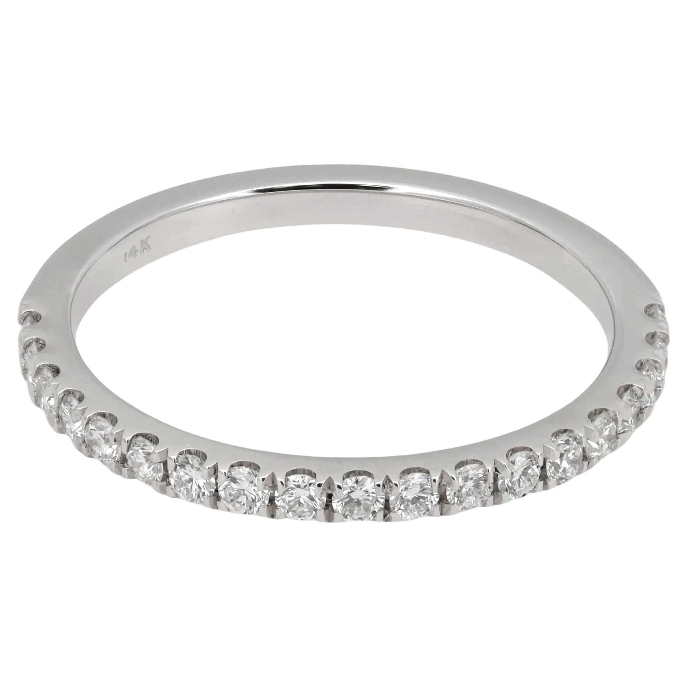 Natural Round Diamond Half Eternity Band Ring 14K White Gold 0.33Ctw