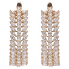 Boucles d'oreilles en or jaune 18k avec diamants ronds naturels Bijoux artisanaux HRD