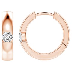 ANGARA Natural Round 0.15ct Diamond Hoop Earrings in 14K Rose Gold (Color-H)