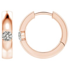 ANGARA Natural Round 0.15ct Diamond Hoop Earrings in 14K Rose Gold (Color-K)