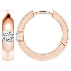 ANGARA Natural Round 0.35ct Diamond Hoop Earrings in 14K Rose Gold (Color-H)