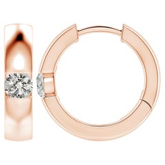 ANGARA Natural Round 0.35ct Diamond Hoop Earrings in 14K Rose Gold (Color-K)