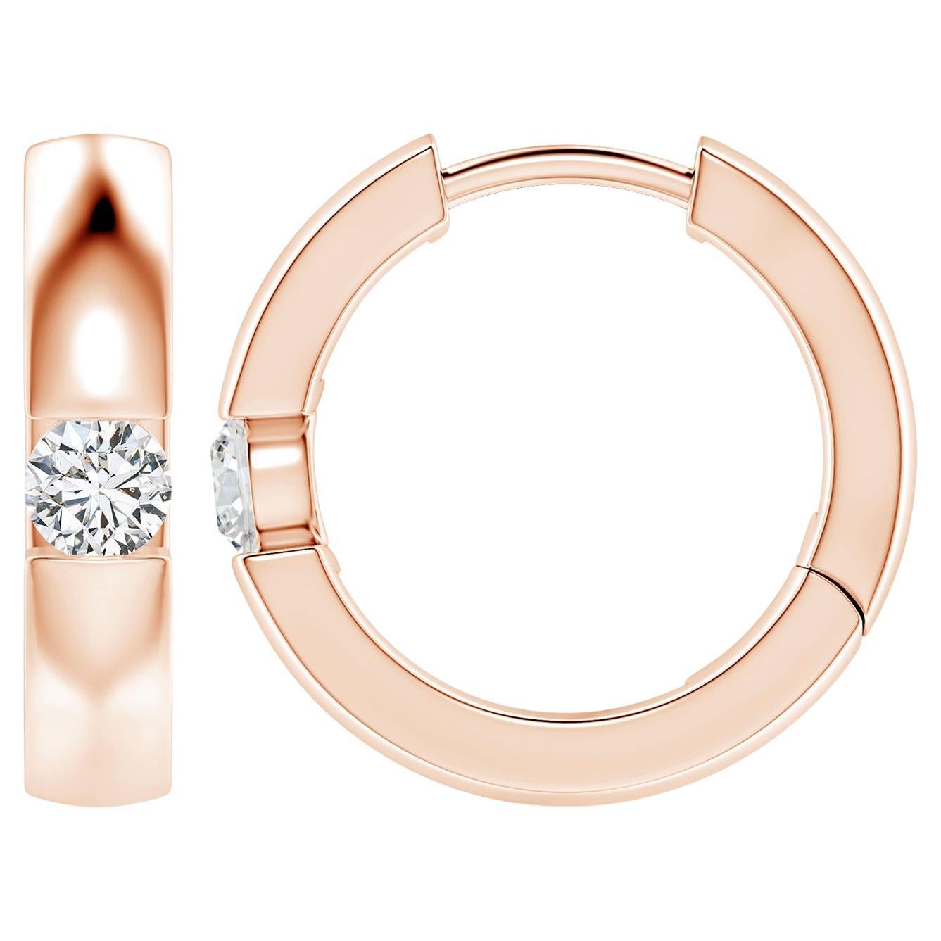 ANGARA Natural Round 0.23ct Diamond Hoop Earrings in 14K Rose Gold (Color-H)
