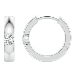 Natürliche runde Diamant-Creolen aus 14K Weißgold (Größe 2,5 mm, Farbe H)