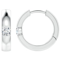 ANGARA Orecchini a cerchio con diamanti tondi naturali da 0,15 carati in oro bianco 14K (Colore-G)