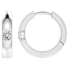 ANGARA Natural Round 0.15ct Diamond Hoop Earrings in 14K White Gold (Color-I-J)