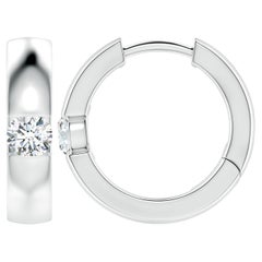 ANGARA Natural Round 0.35ct Diamond Hoop Earrings in 14K White Gold (Color-G)