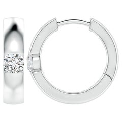 ANGARA Natural Round 0.35ct Diamond Hoop Earrings in 14K White Gold (Color-H)