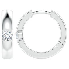 ANGARA Natural Round 0.23ct Diamond Hoop Earrings in 14K White Gold (Color-G)