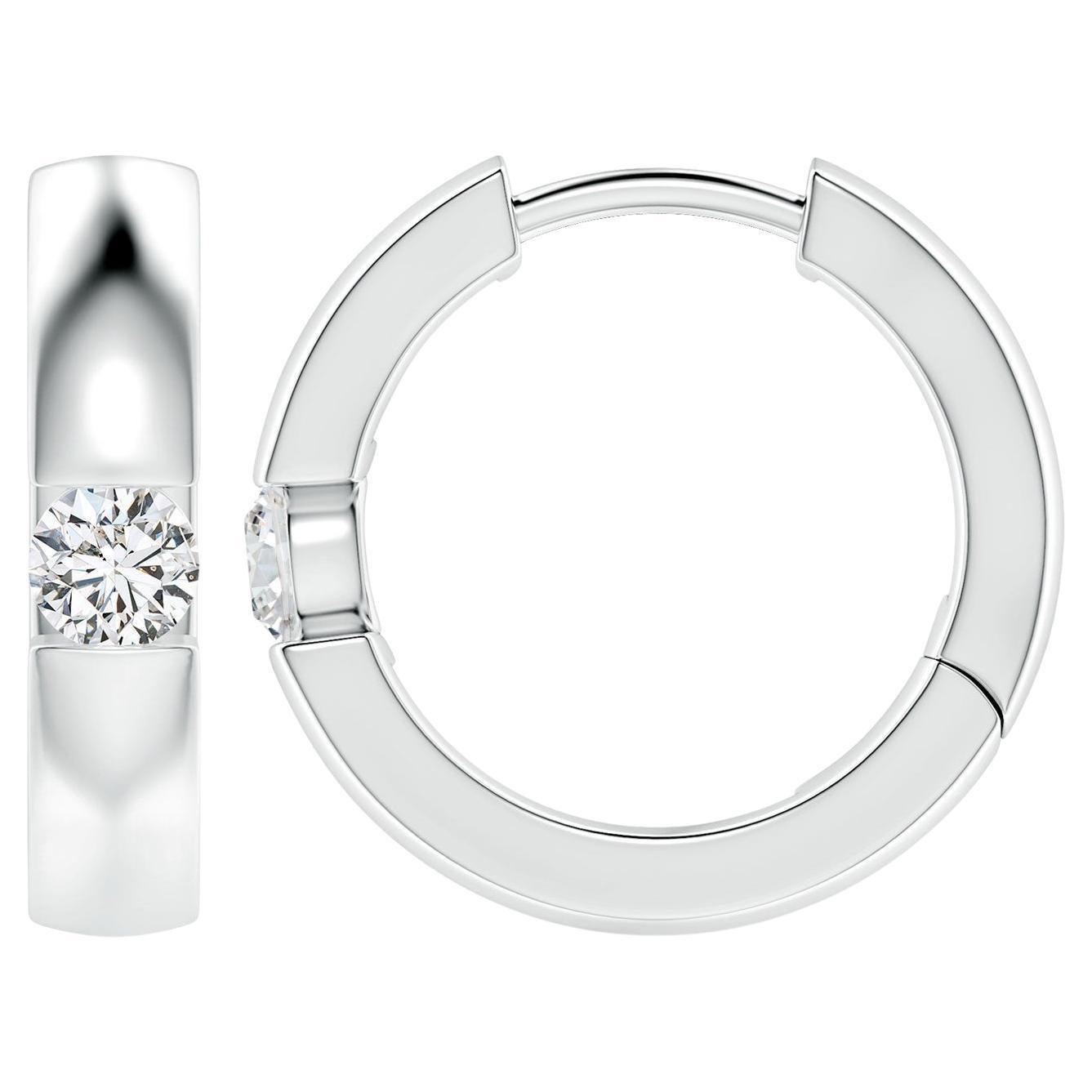 ANGARA Natural Round 0.23ct Diamond Hoop Earrings in 14K White Gold (Color-H)