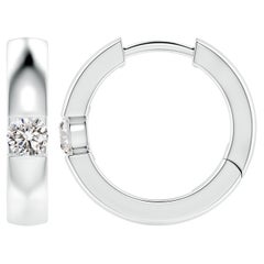 ANGARA Natural Round 0.23ct Diamond Hoop Earrings in 14K White Gold (Color-I-J)