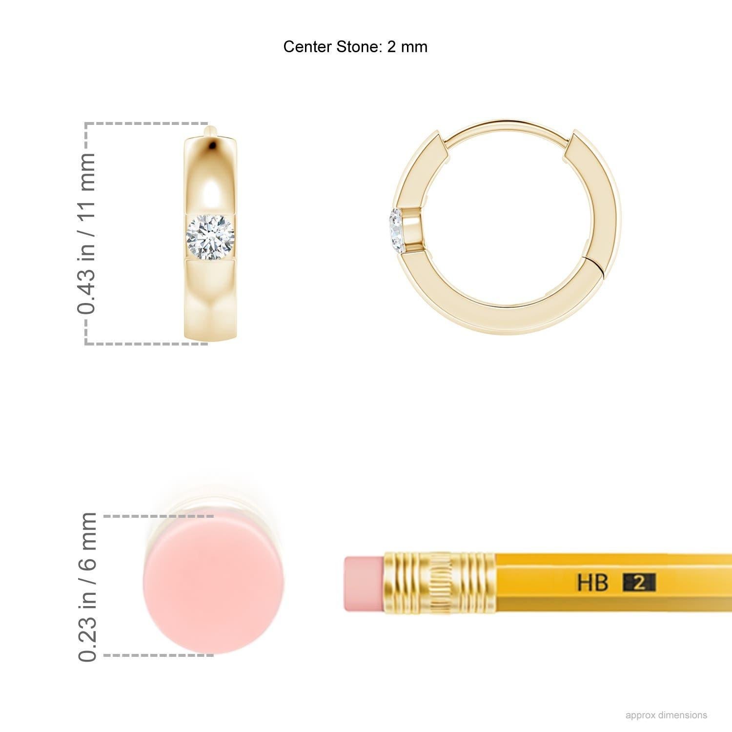 Les anneaux sont ornés de magnifiques diamants ronds en serti clos. Ces boucles d'oreilles articulées en diamant sont conçues en or jaune 14k et épousent parfaitement vos oreilles.
Le diamant est la pierre de naissance du mois d'avril et le cadeau