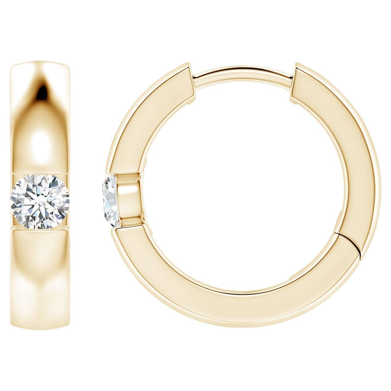 ANGARA Natural Round 0.15ct Diamond Hoop Earrings in 14K Yellow Gold (Color-G)